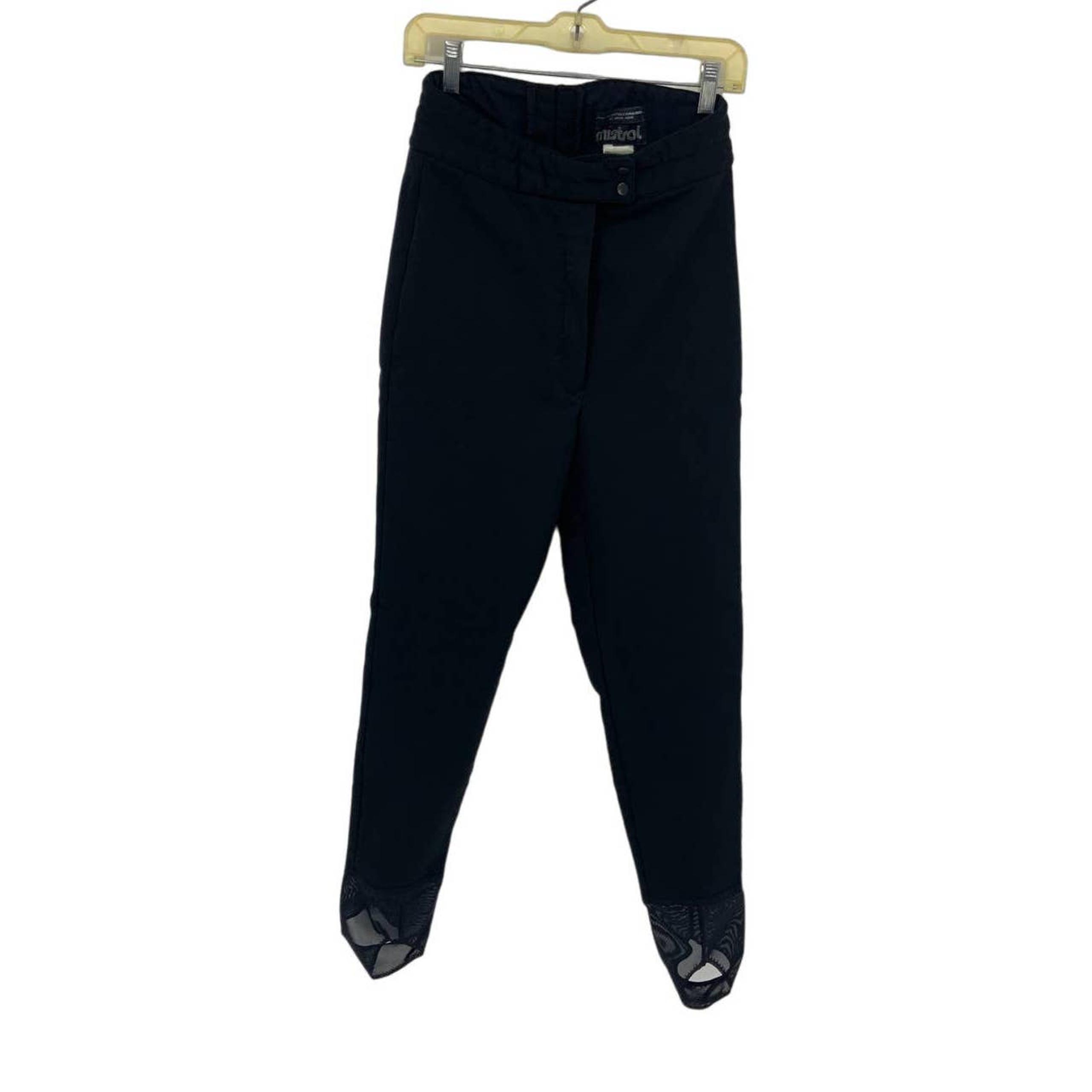 Vintage Mistral Black Ski Pants Size 12 Hong Made in Kong w/ Swiss Fabric