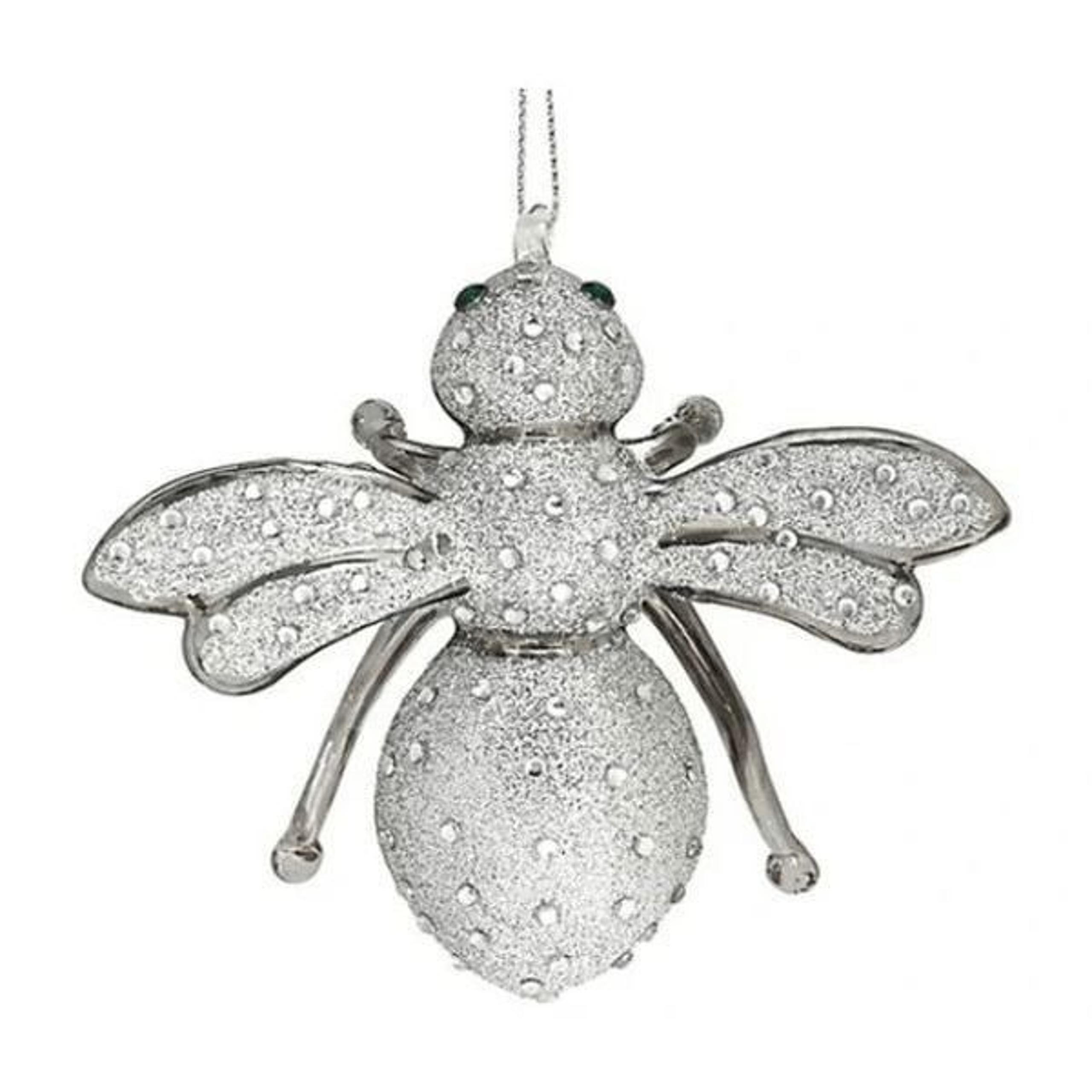 New in box Joan Rivers blown glass bee ornament silver XXV 2015