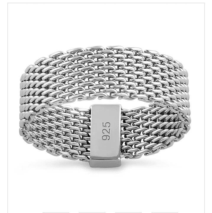 925 sterling silver meshe stretch ring