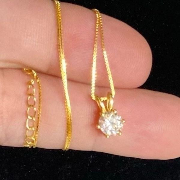 ASE#3 Stunning 1ct Moissanite Diamond & Gold Vermeil Necklace
