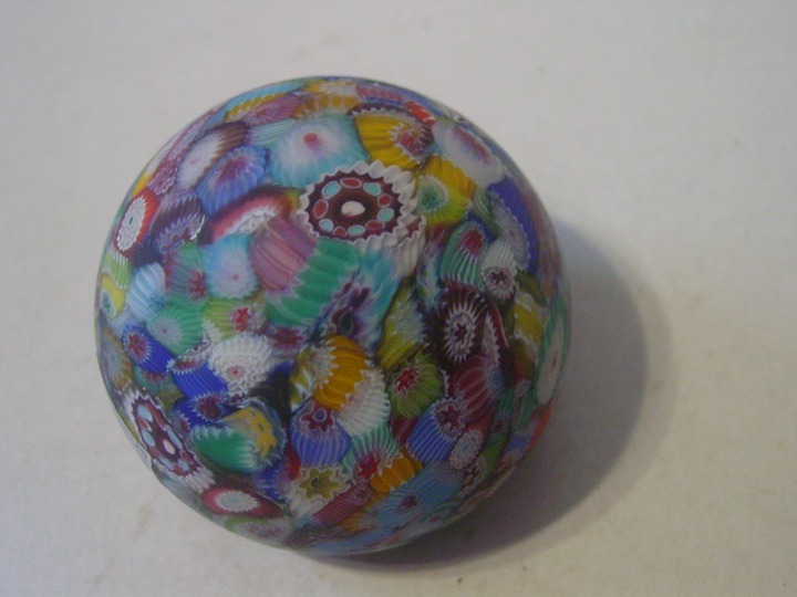 KB Vintage Italy Murano Millefiori Art Glass Paperweight