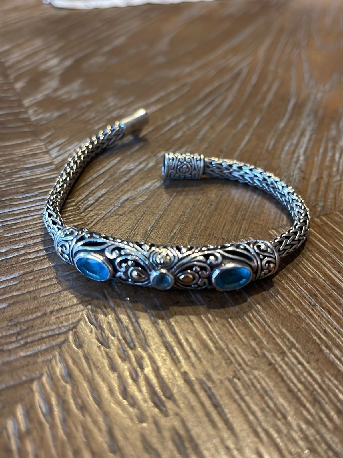 Sterling Silver/18kt Gemstone Bracelet