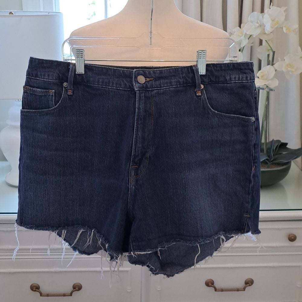 Good American Womens Good 90's Cut Off Raw Hem Denim Shorts Size 16