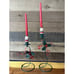 Pair Metal Christmas Taper Candle Stick Holder Set Holly Berry Red Bow