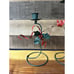 Pair Metal Christmas Taper Candle Stick Holder Set Holly Berry Red Bow