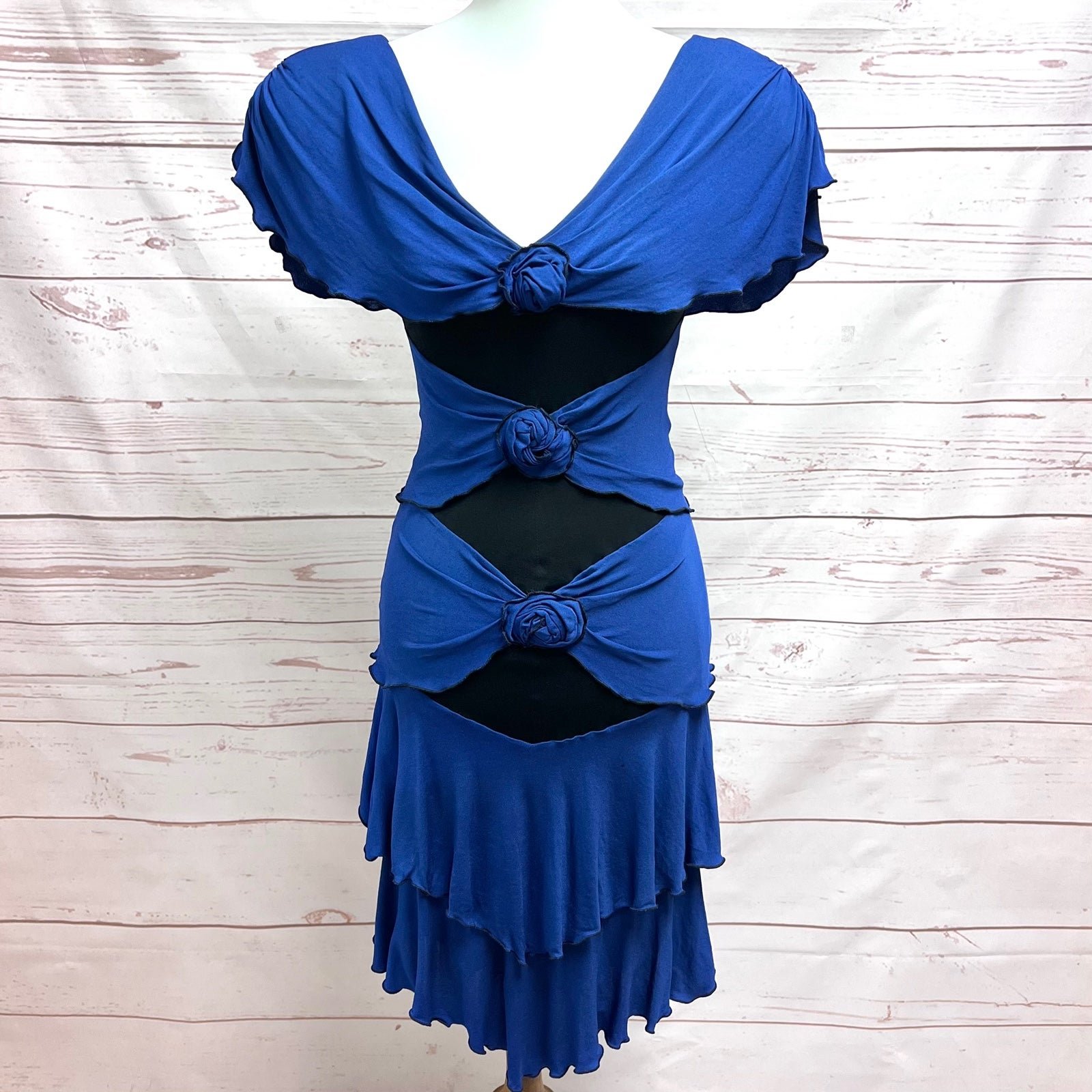 Vintage Holly Harp Original Tiered Ruffle Flower Rose Boho Dress