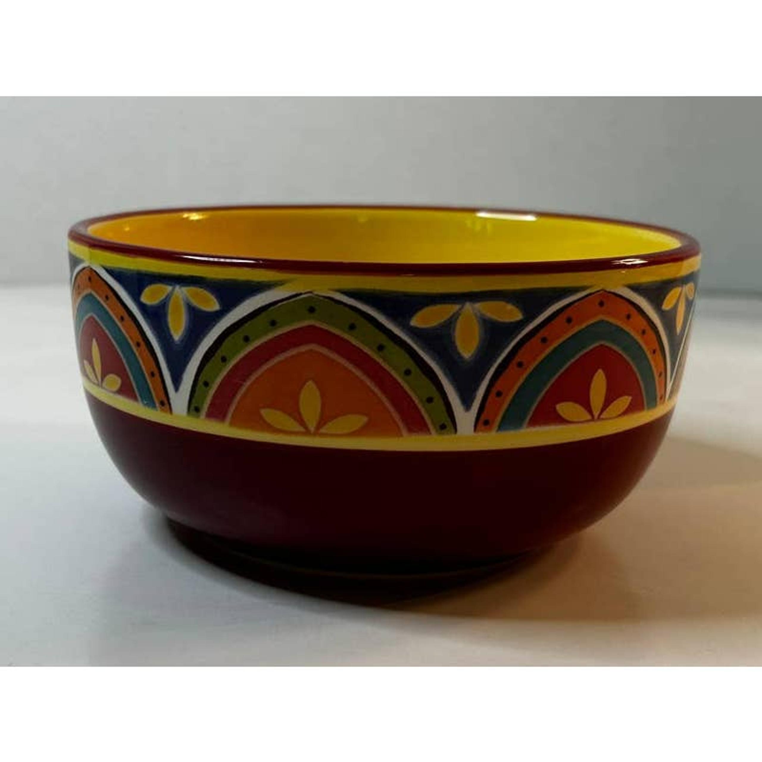 Pier 1 Imports Mexicali Yellow/Red Mexican Pattern 6" Soup/Cereal Bowl EUC