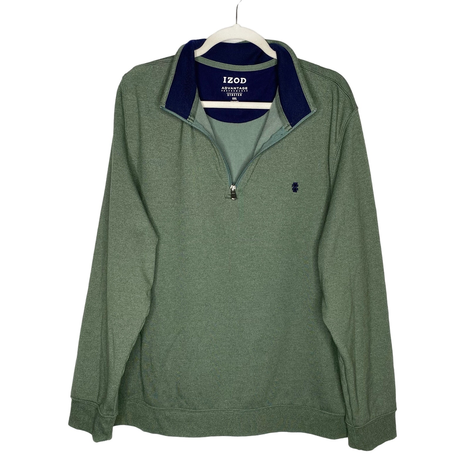 IZOD Advantage Performance Stretch Quarter Zip Fleece Pullover XXL Men's Green