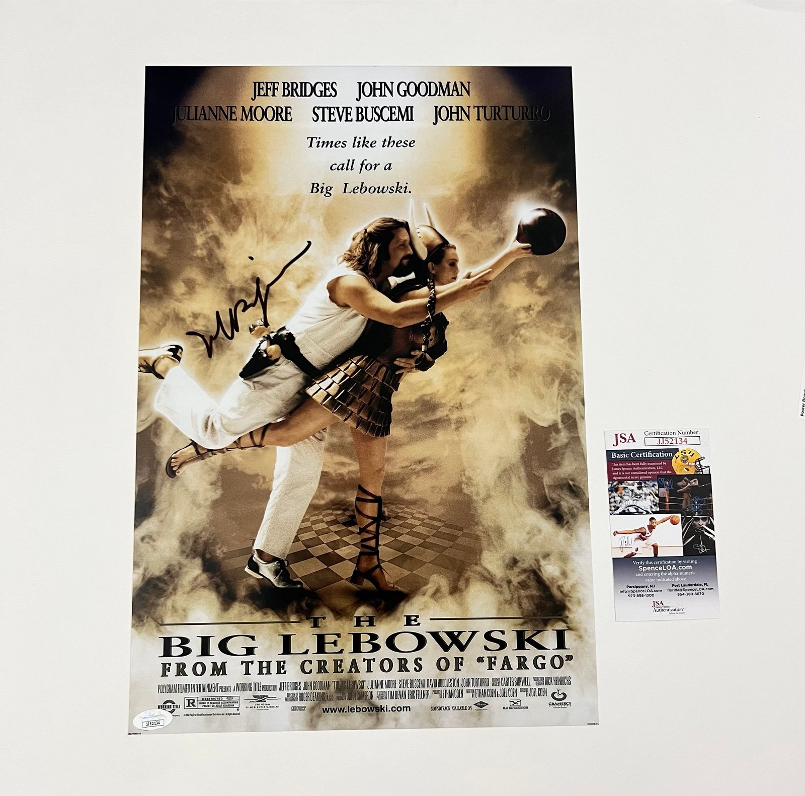 JEFF BRIDGES SIGNED BIG LEBOWSKI 12x18 PHOTO AUTOGRAPHED JSA COA