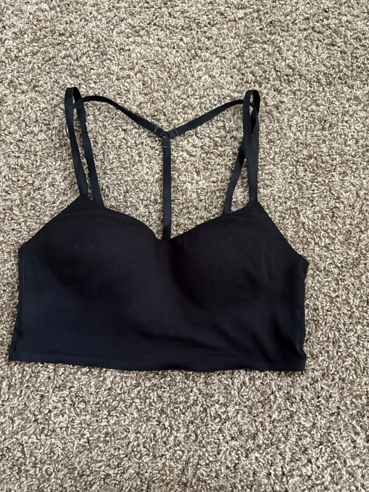 Alo Yoga Black Y Back Adjustable Strap Sports Bra