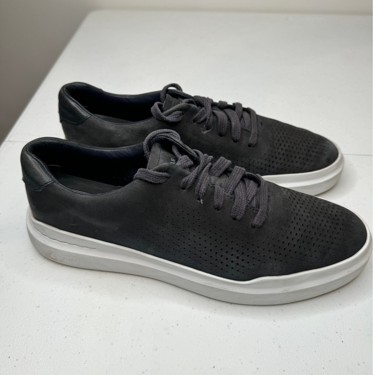 Cole Haan Men's GrandPro Rally Laser Cut Leather Sneakers in Gray, Size 8.5