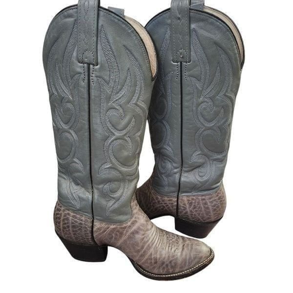 J. Chisholm handcrafted exotic gray elephant boots Sz 6 women's