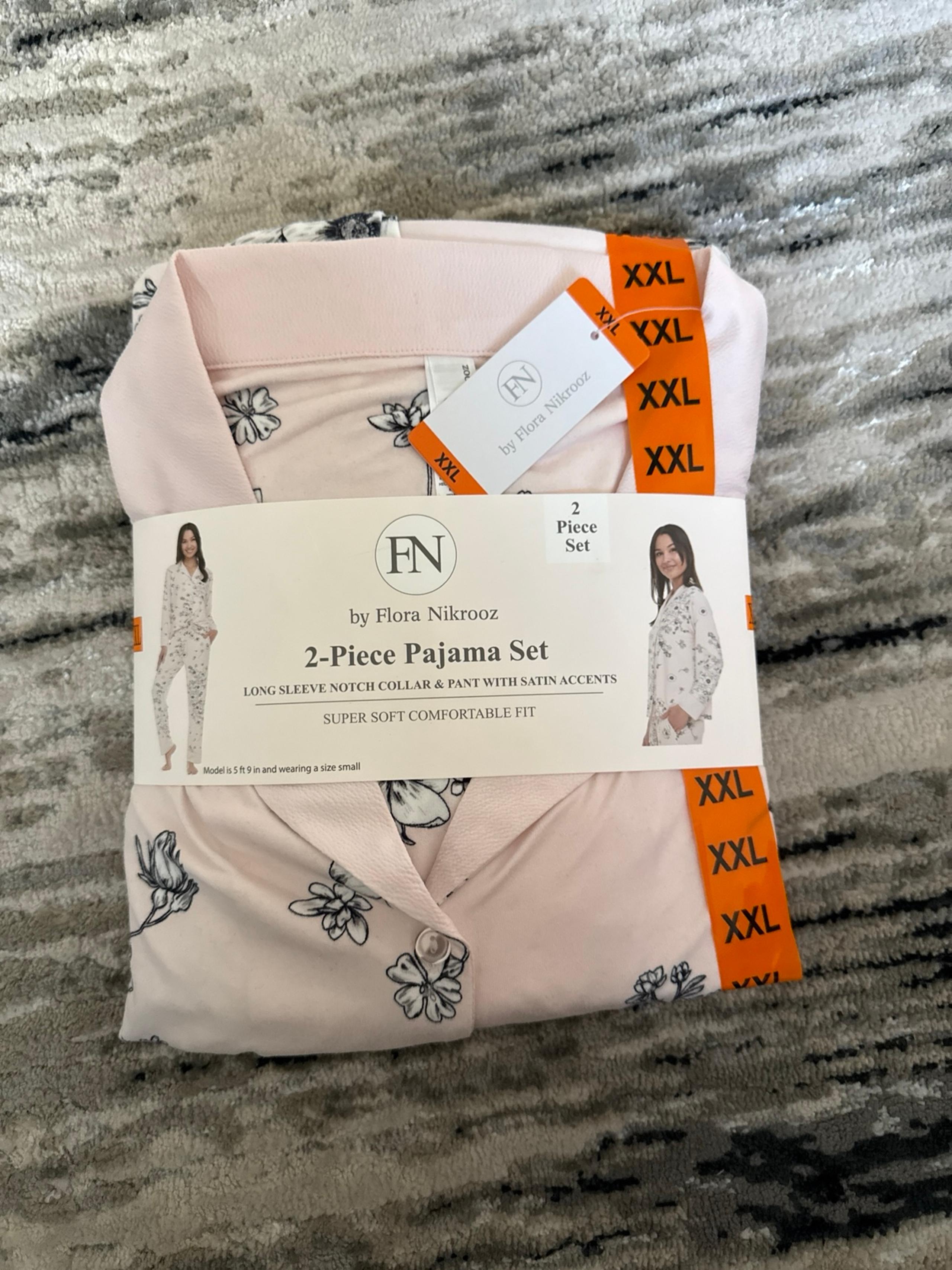 Flora Nikrooz Women's Satin Trim Notch Collar PJ Set Size XXL