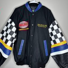 Vintage Checkered Leather Racing Jacket