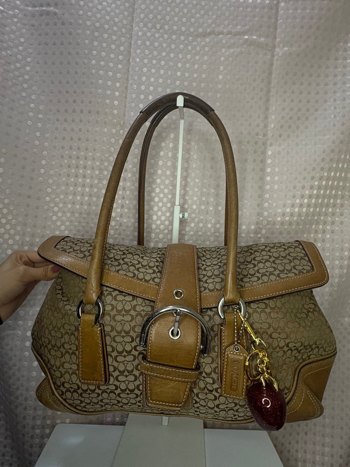 Coach Y2K Coach Authentic Signature Flap Satchel Ashley F10929 Bag Tan with Brow