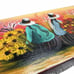 Peruvian Hand Carved Folk Art Trinket Box Peru Wooden Hand Painted 9x3 Vintage