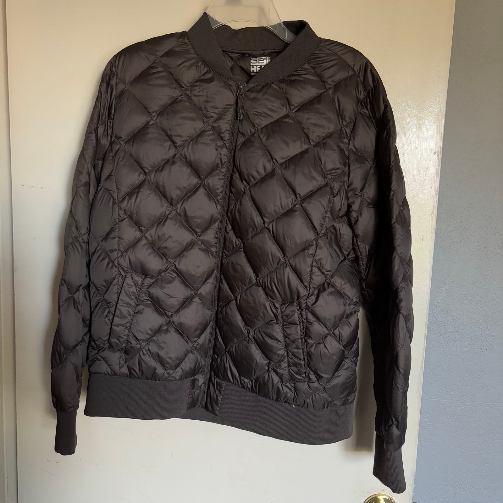 32° heat women XL lightweight down puffer coat full front zip long sleeves gray