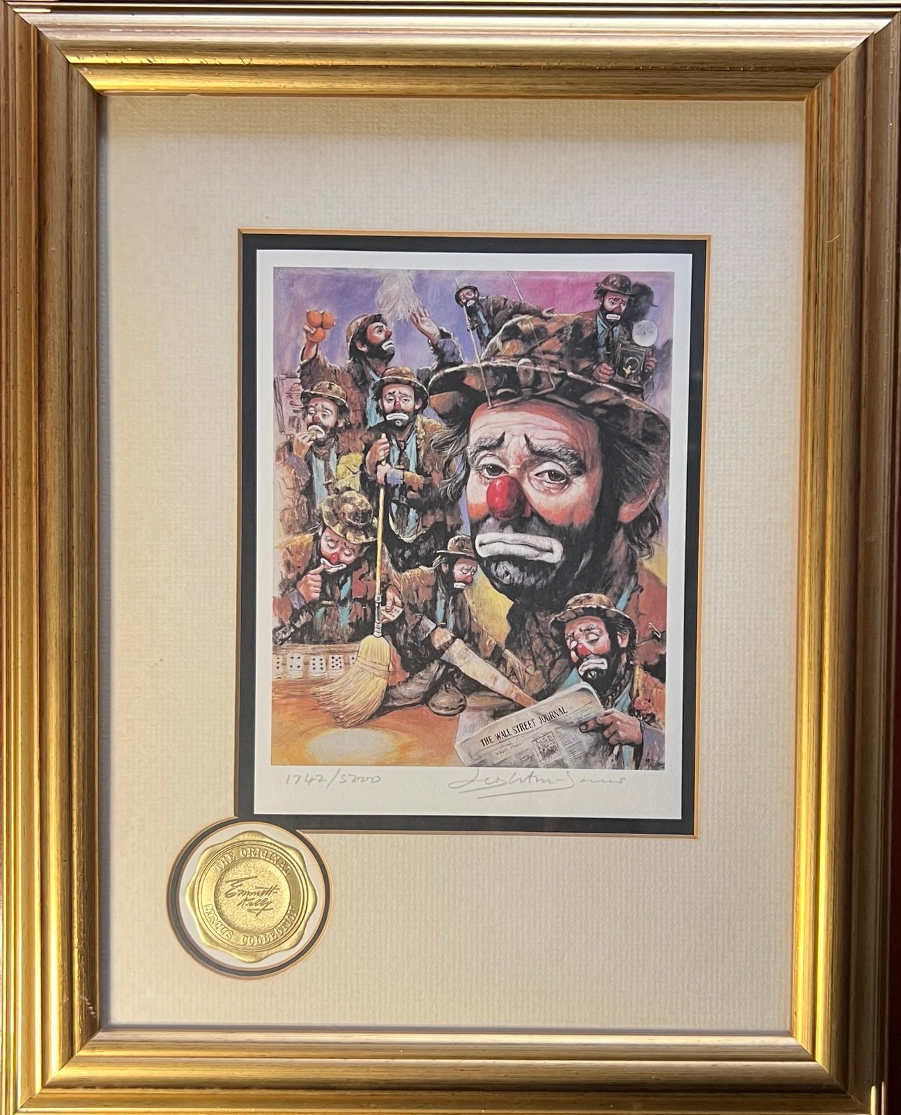 Emmett Kelly Circus Collection Weary Willie Signed & Numbered Framed Print
