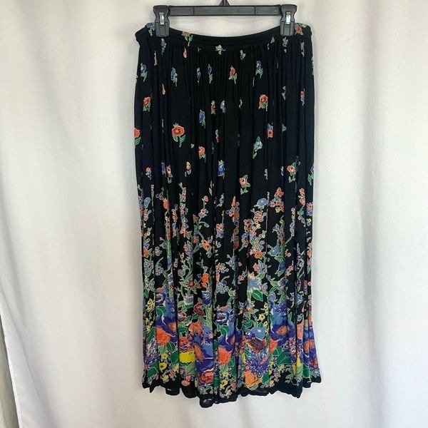 Vintage Y2K Colorful Drawstring Waist Tiered Gypsy Skirt Hippy One Size Just Cru