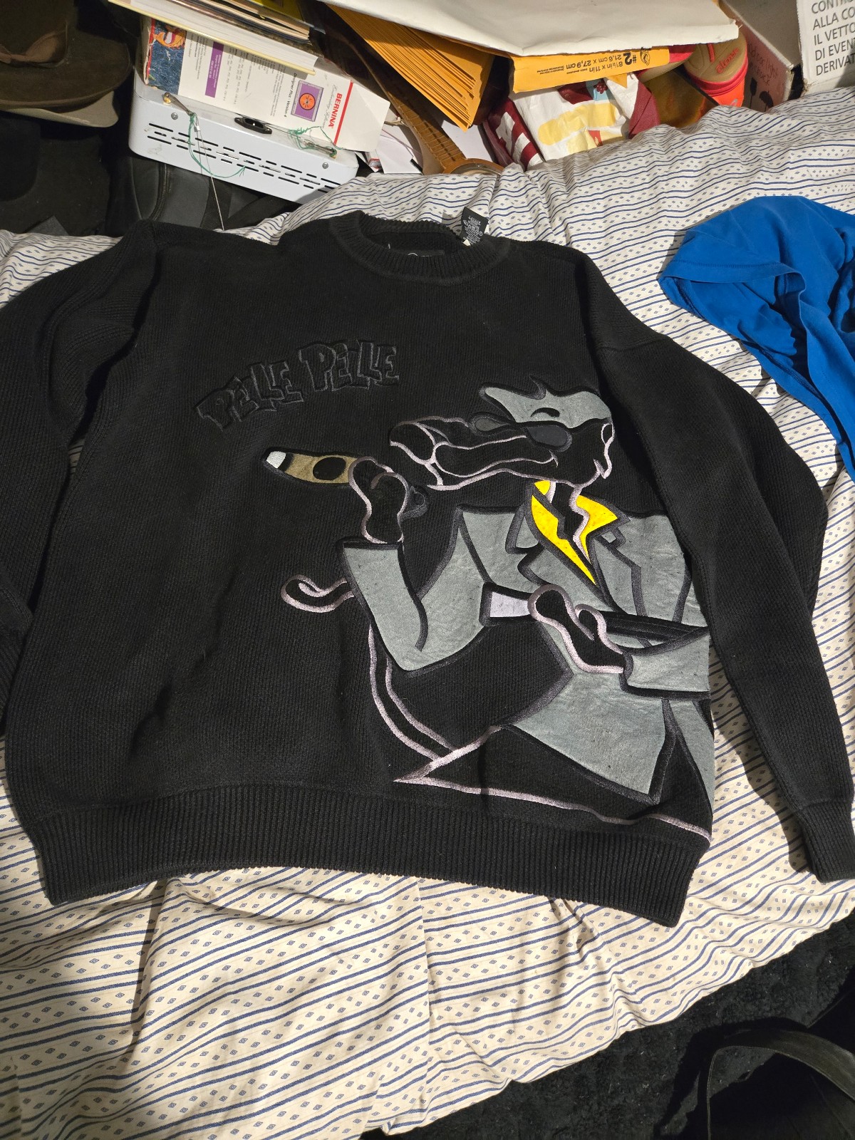 Vintage Pelle Pelle cool cat black sweater xxl