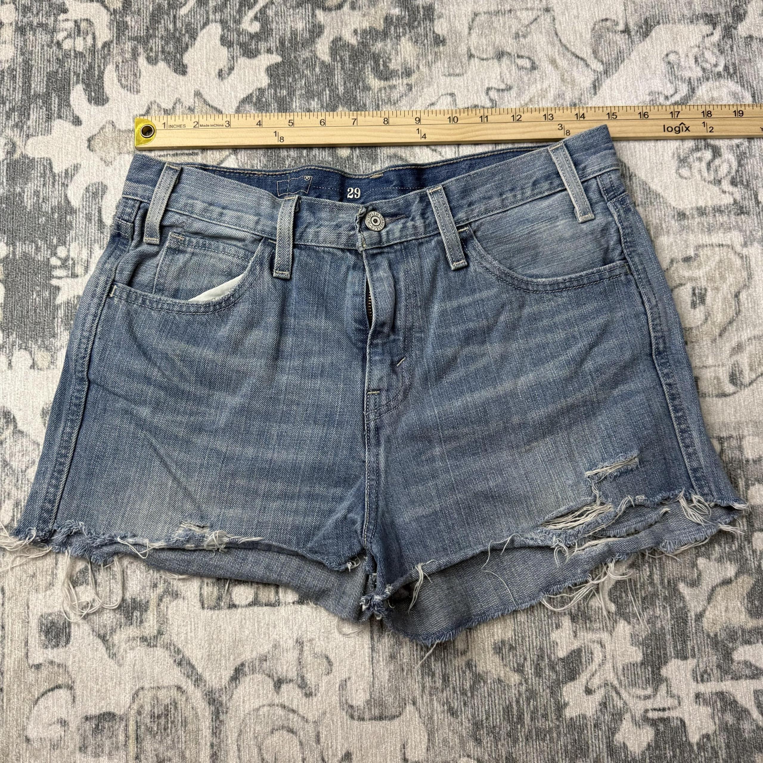 Levi's Women's Size 29 Distressed Denim Cut-Off Shorts Orange Tab Vintage Style