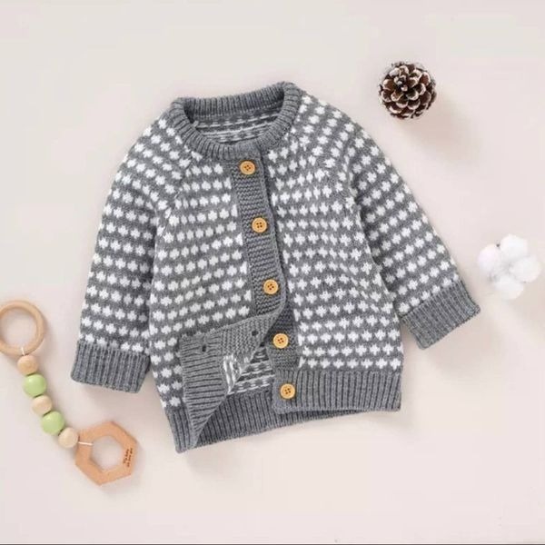 New soft baby boy girl gray cardigan sweater 6 months