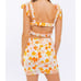 Le Lis Floral Crop Top and Mini Skirt Set Orange Yellow Size Large NWT