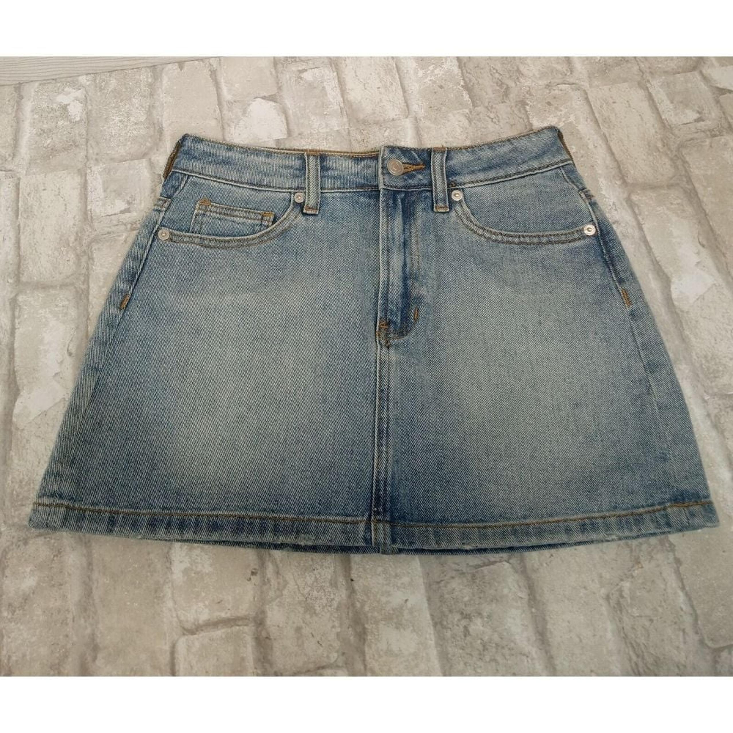 Brandy Melville A-Line Denim Skirt Women's Size 26 Blue Stone Wash Cotton Casual