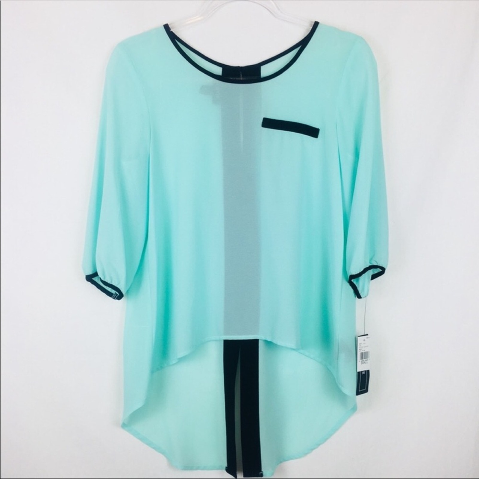 A. Byer | Sheer High Low Mint Green Top S NWT
