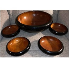 Vintage 5-Piece Wooden Serving Bowl Set