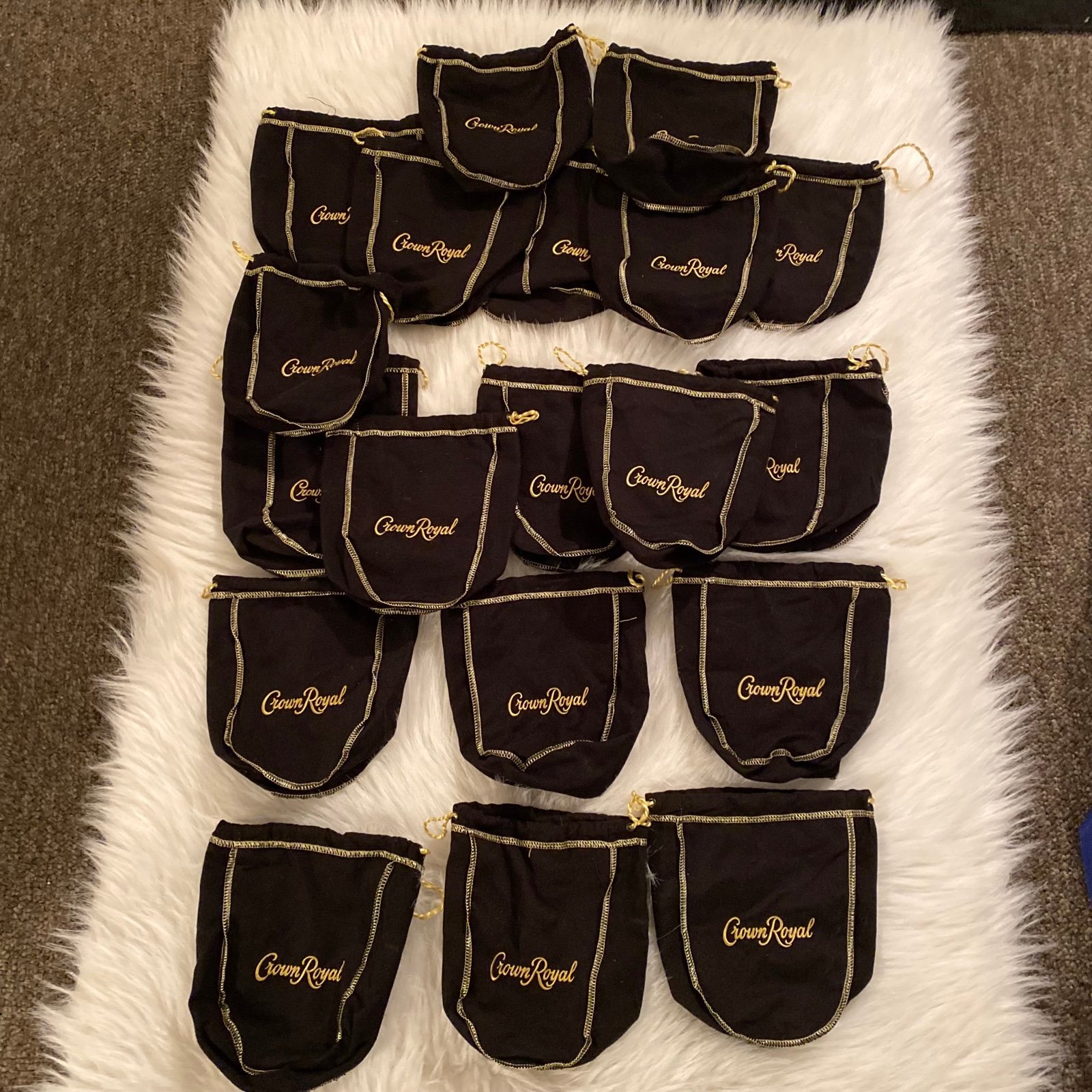 Crown Royal Bags Black 19 Total Good For Making Blankets Crafts Drawstring NEW