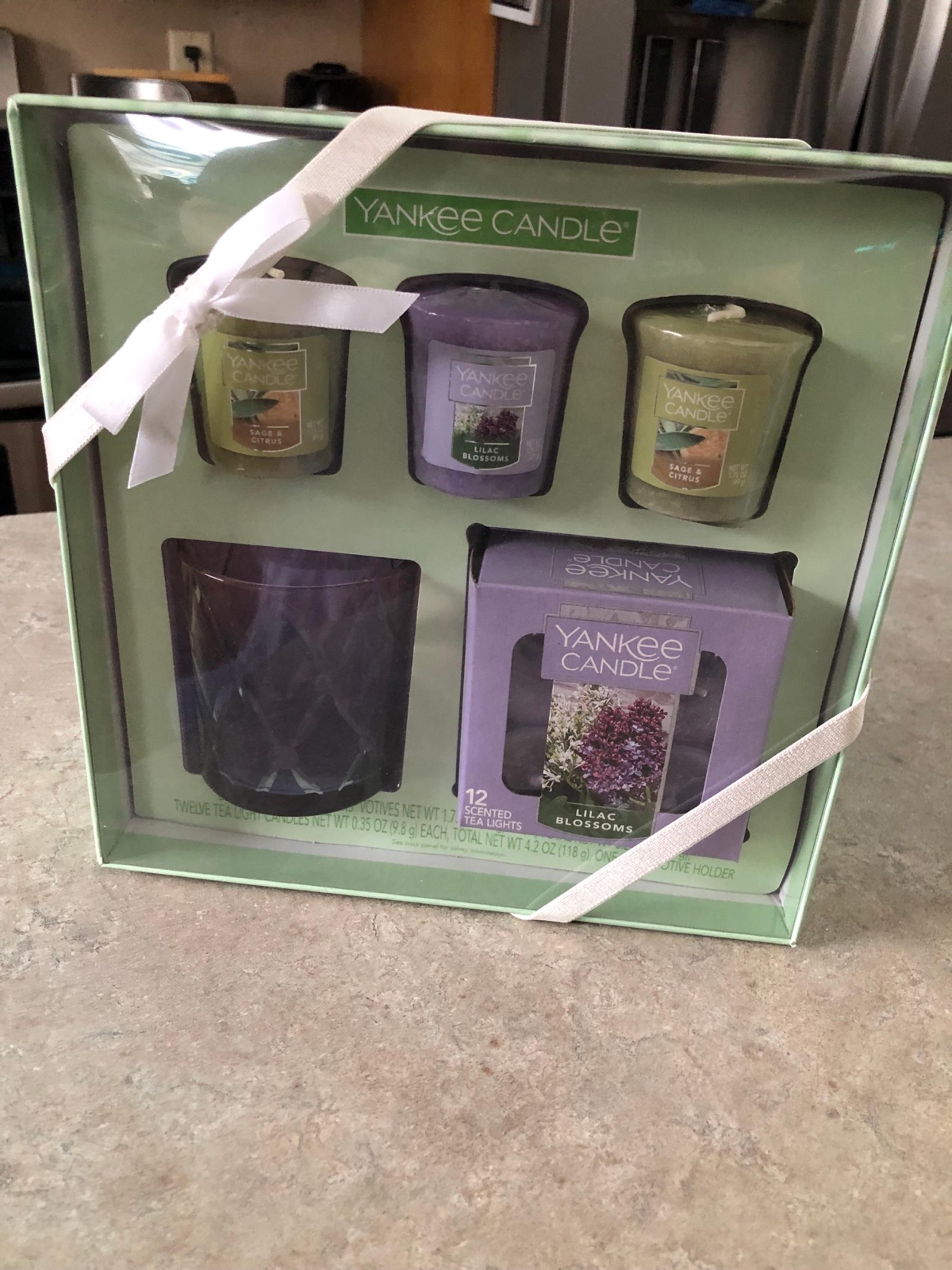 Yankee Candle Lilac Blossoms Sage Citrus Votive Tealight Holder Gift Set new