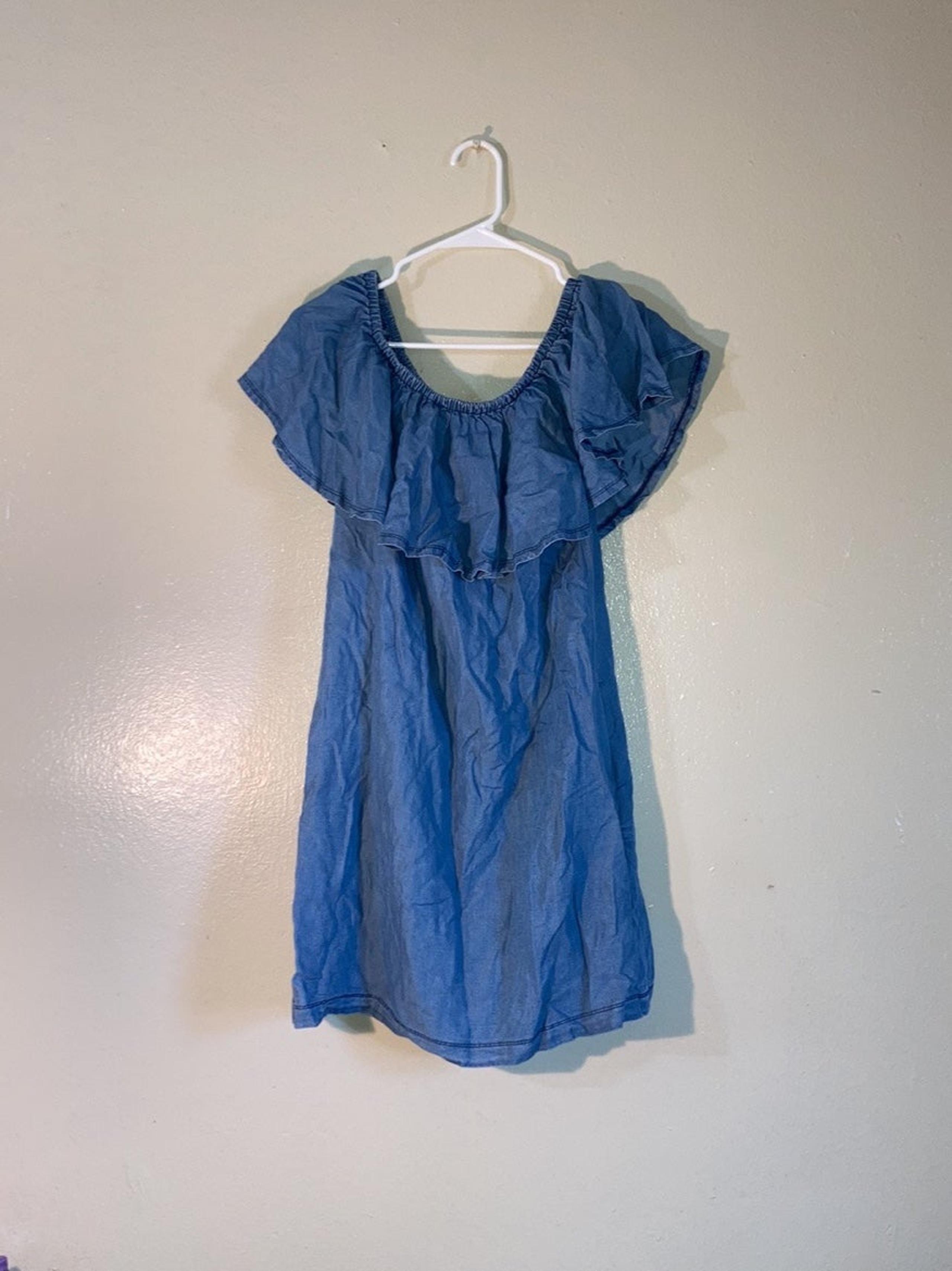 Chelsea28 Off Shoulder Ruffle Denim Dress Women Size 10 Medium