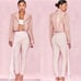 HOUSE OF CB Caixa Pale Light Pink Front Drape Asymmetric Stretch Trousers Pants