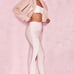 HOUSE OF CB Caixa Pale Light Pink Front Drape Asymmetric Stretch Trousers Pants
