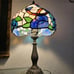 Tiffany Style Stained Glass Peacock Lamp with Bronze Base, 20-inch Table Light