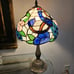 Tiffany Style Stained Glass Peacock Lamp with Bronze Base, 20-inch Table Light