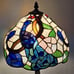 Tiffany Style Stained Glass Peacock Lamp with Bronze Base, 20-inch Table Light