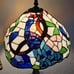 Tiffany Style Stained Glass Peacock Lamp with Bronze Base, 20-inch Table Light