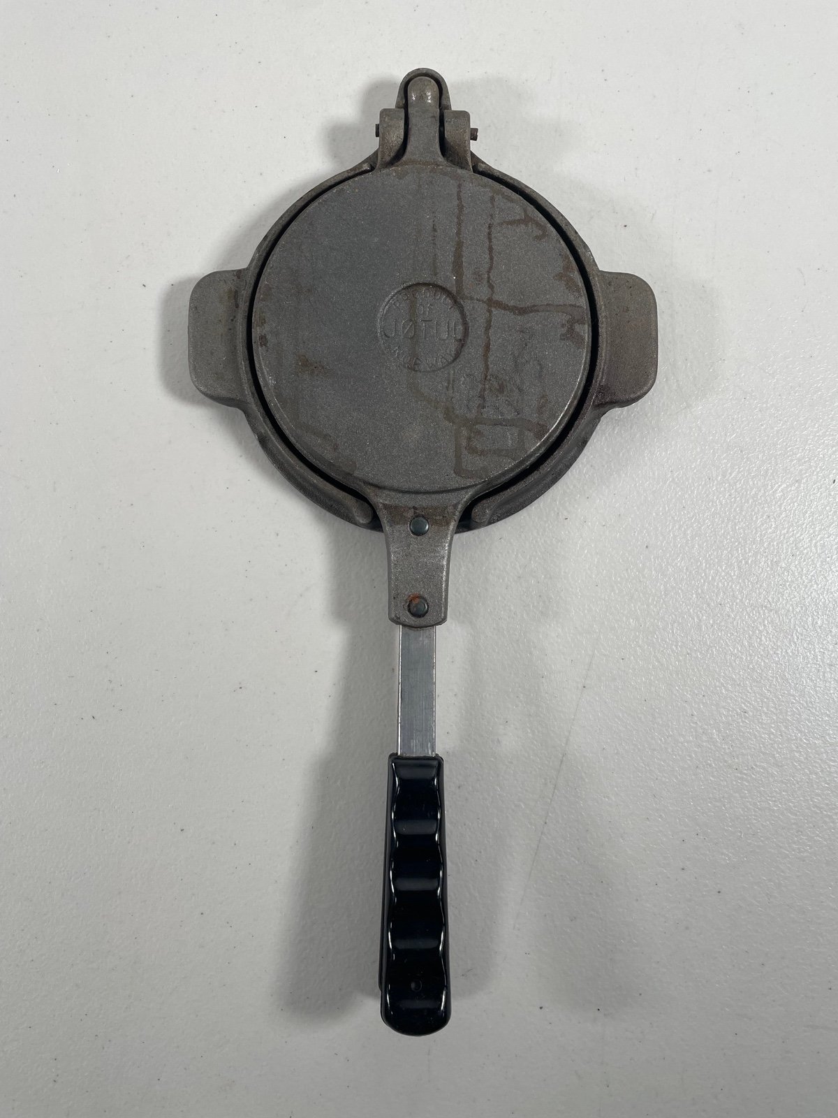 Vintage Jotul Norway Cast Iron Waffle Maker w/Ring Base Krumkake Cookie