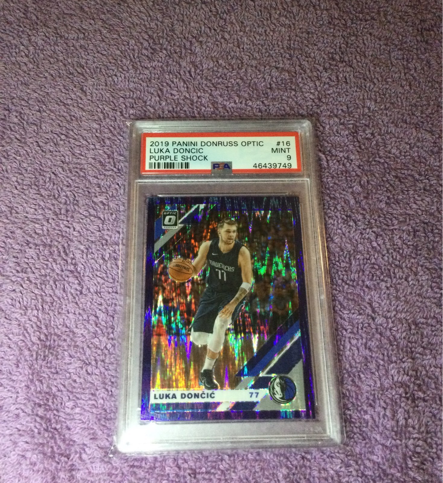 Luka Doncic #16 PURPLE SHOCK OPTIC PSA 9