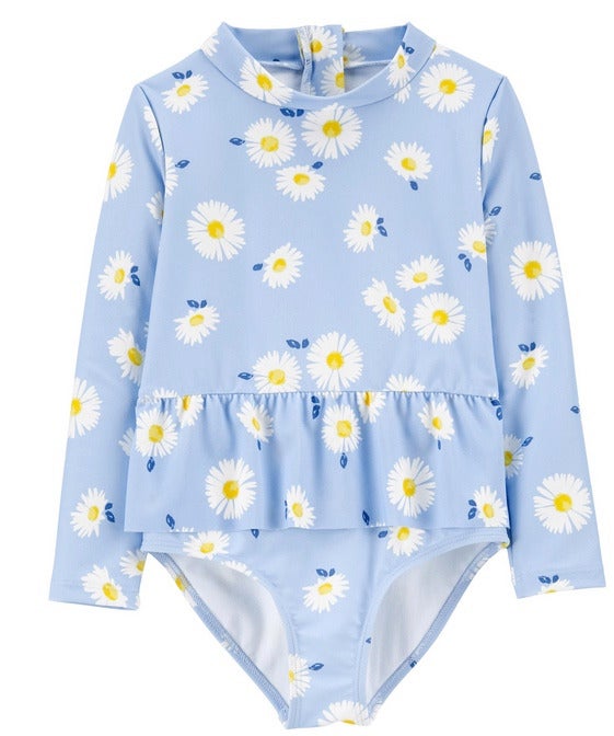 NWT 4t 4 daisy rash guard bathing suit carters girls swim floral retro match avl