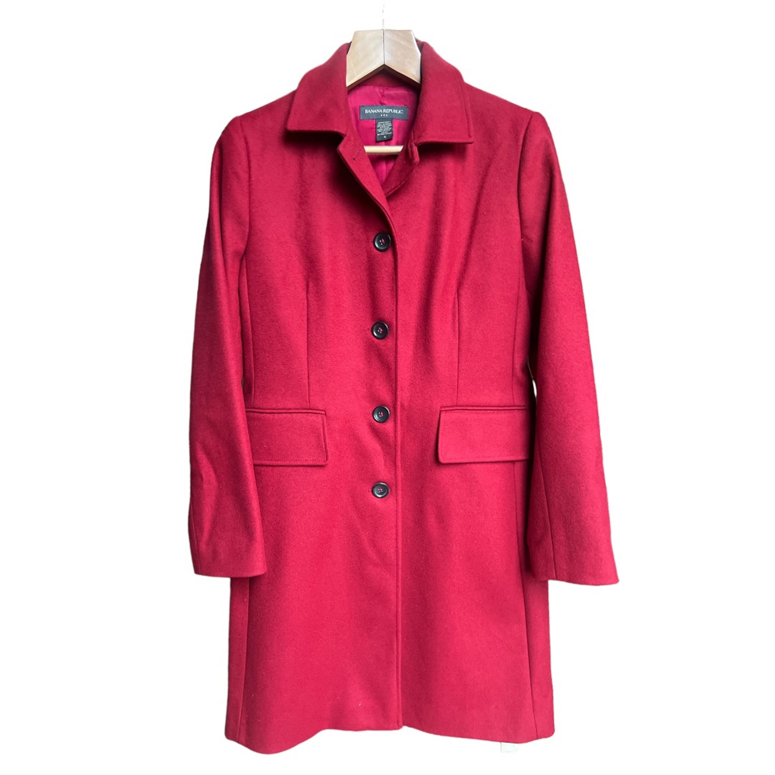 Banana Republic Factory Women’s Red Wool Blend Mid Length Coat EUC, Size Medium