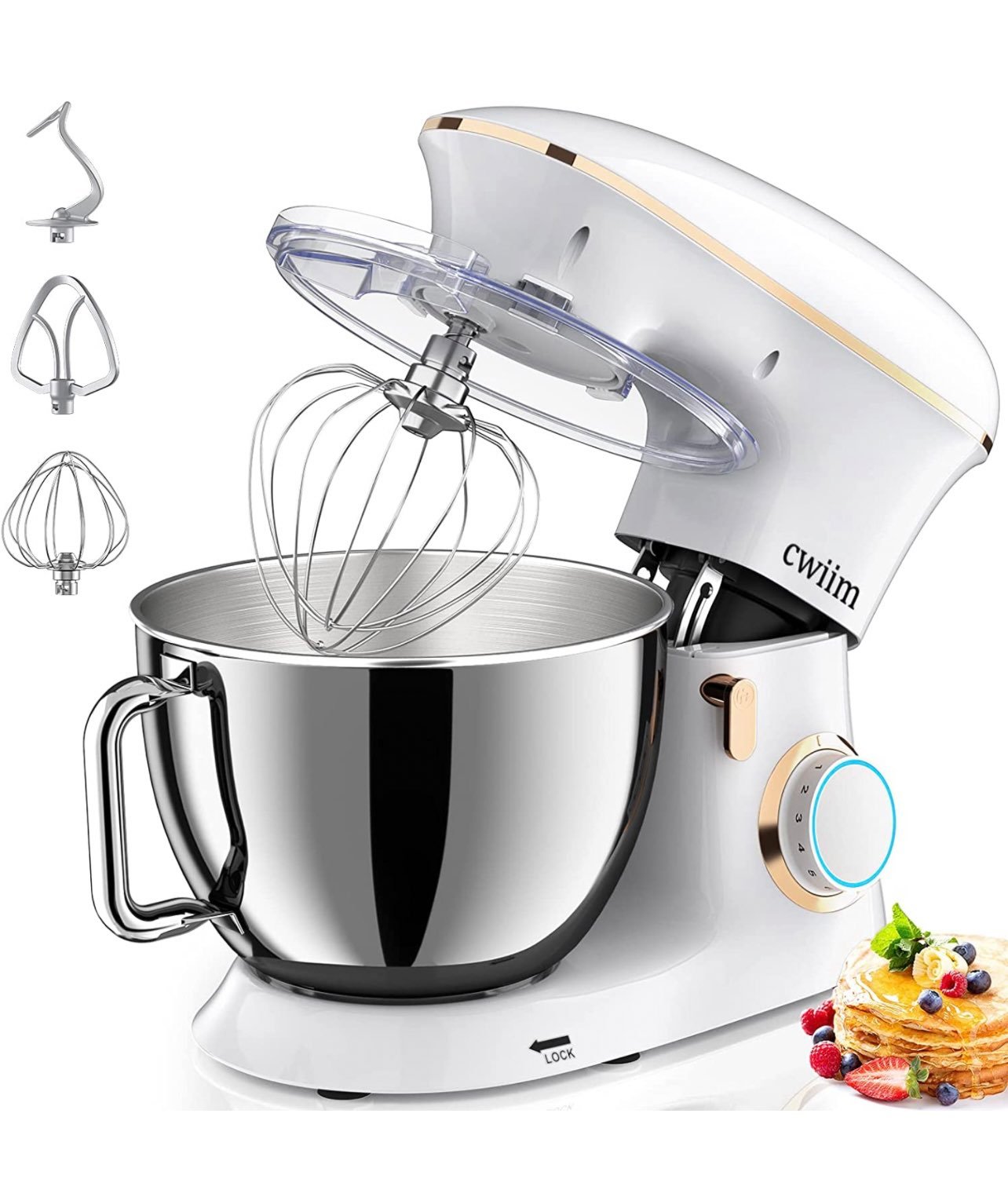 Stand Mixer, 8.5Qt Tilt-Head Food Mixer 660W 6+P Speed