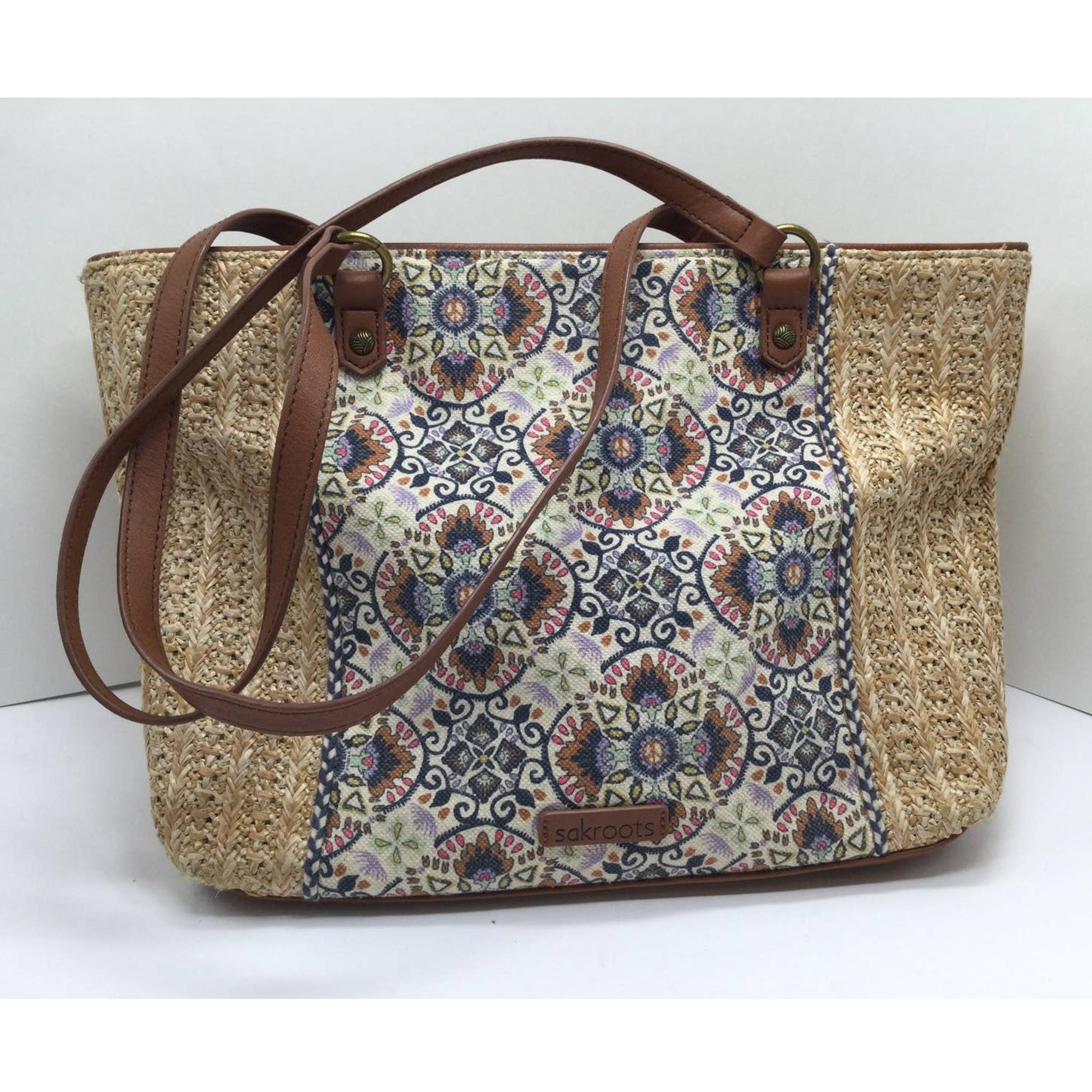 Sakroots Meadow Straw Tote Bag for Women