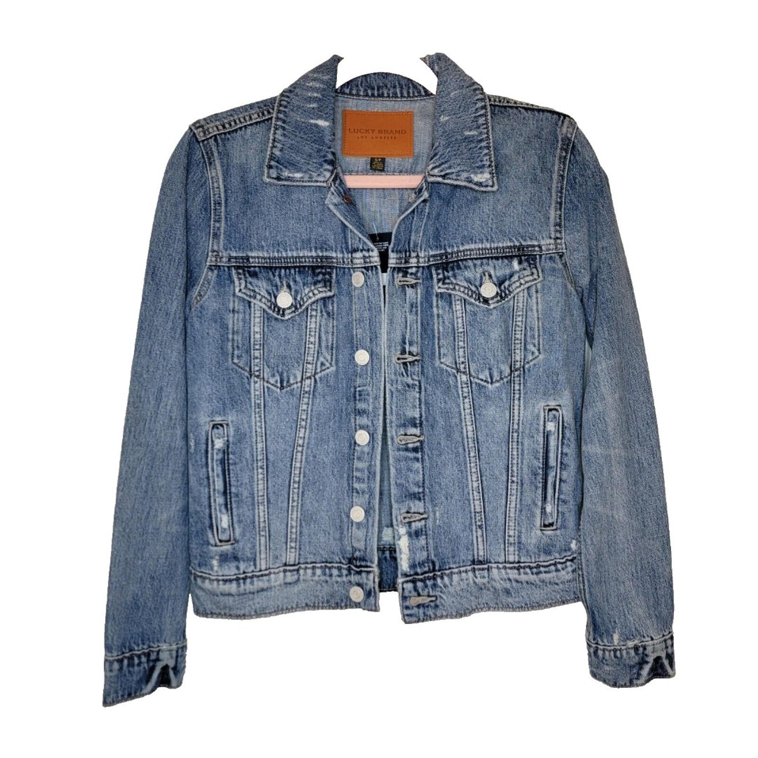 Lucky Brand Tomboy Trucker Denim Jean Jacket Womens Size S Blue Flap Pockets NWT