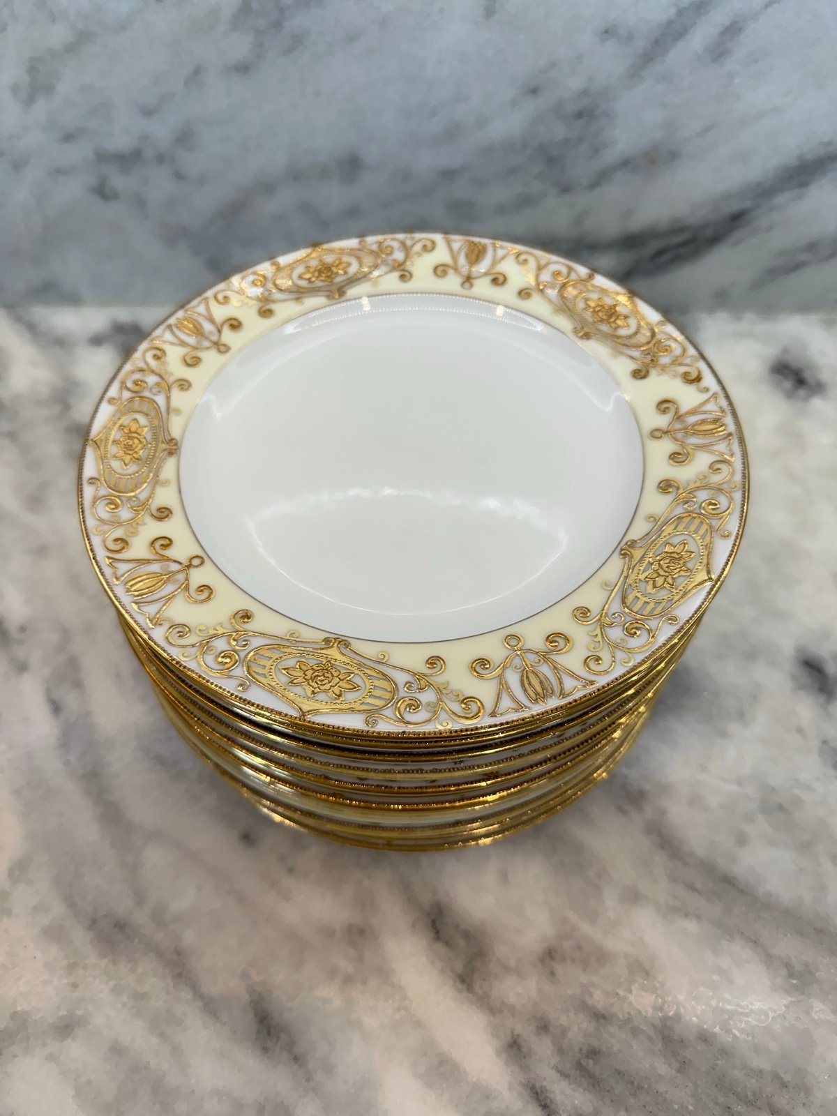 12 Noitake Japan China, Gold Hand painted No. 175 (Christmas Ball) salad plates