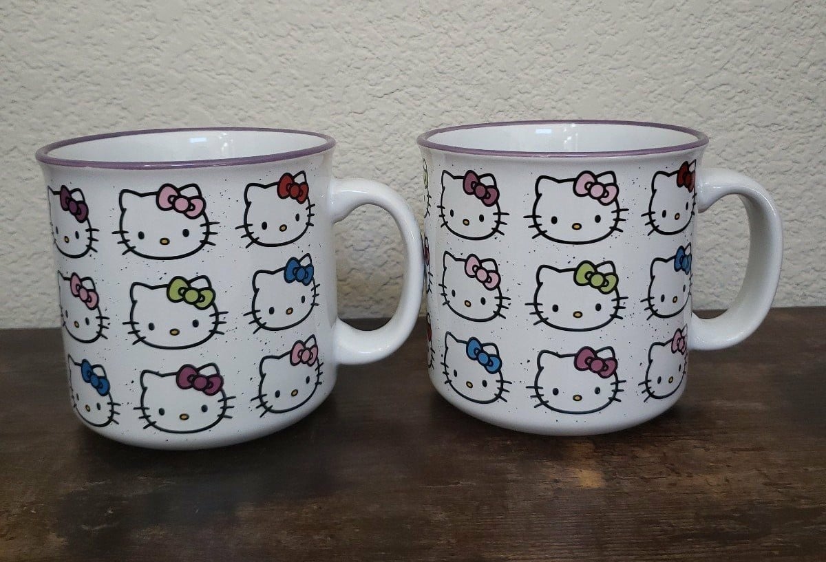 Sanrio Hello Kitty White Speckled Large Mugs Set of 2