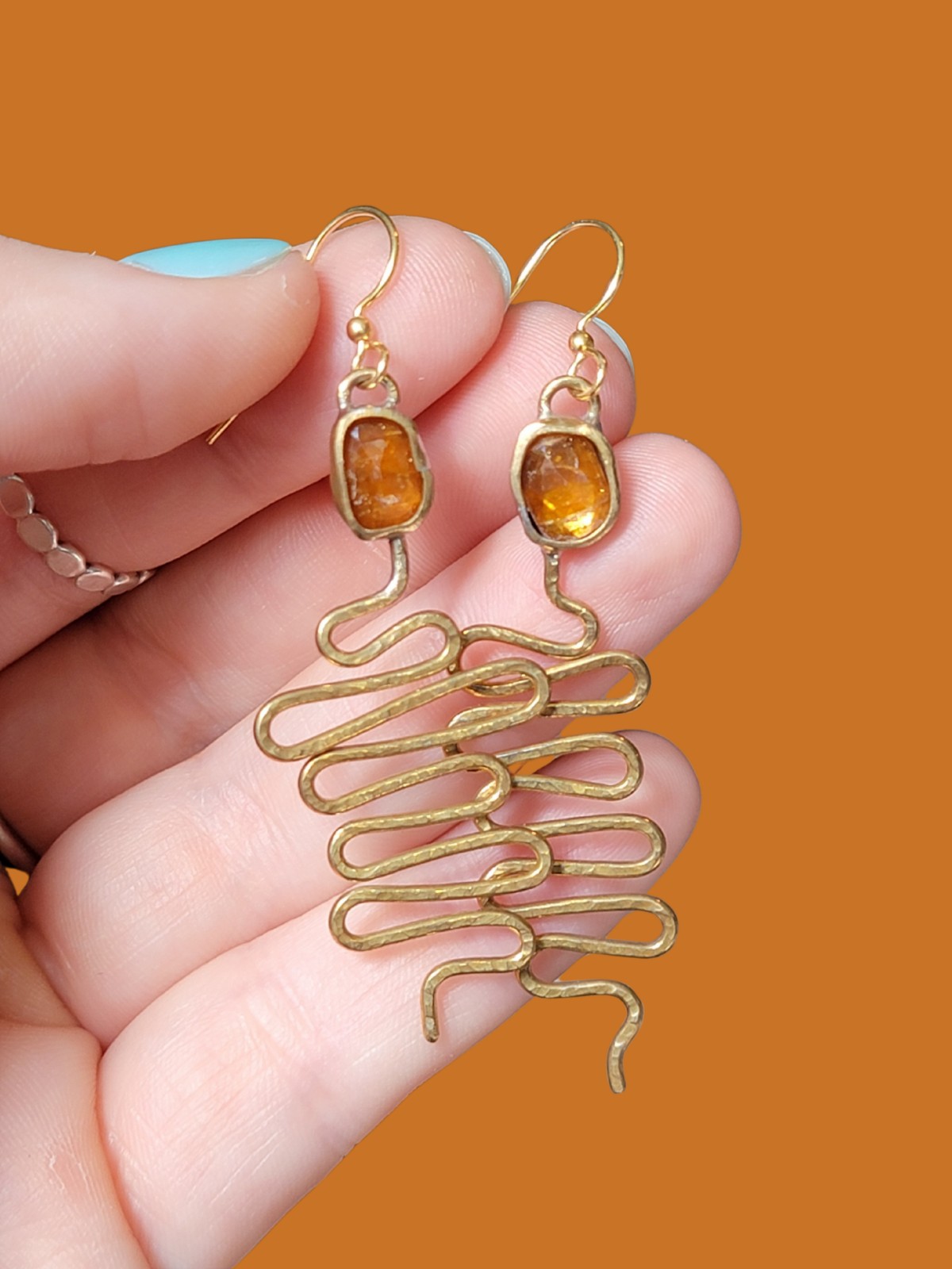 Handmade orange kyanite earrings