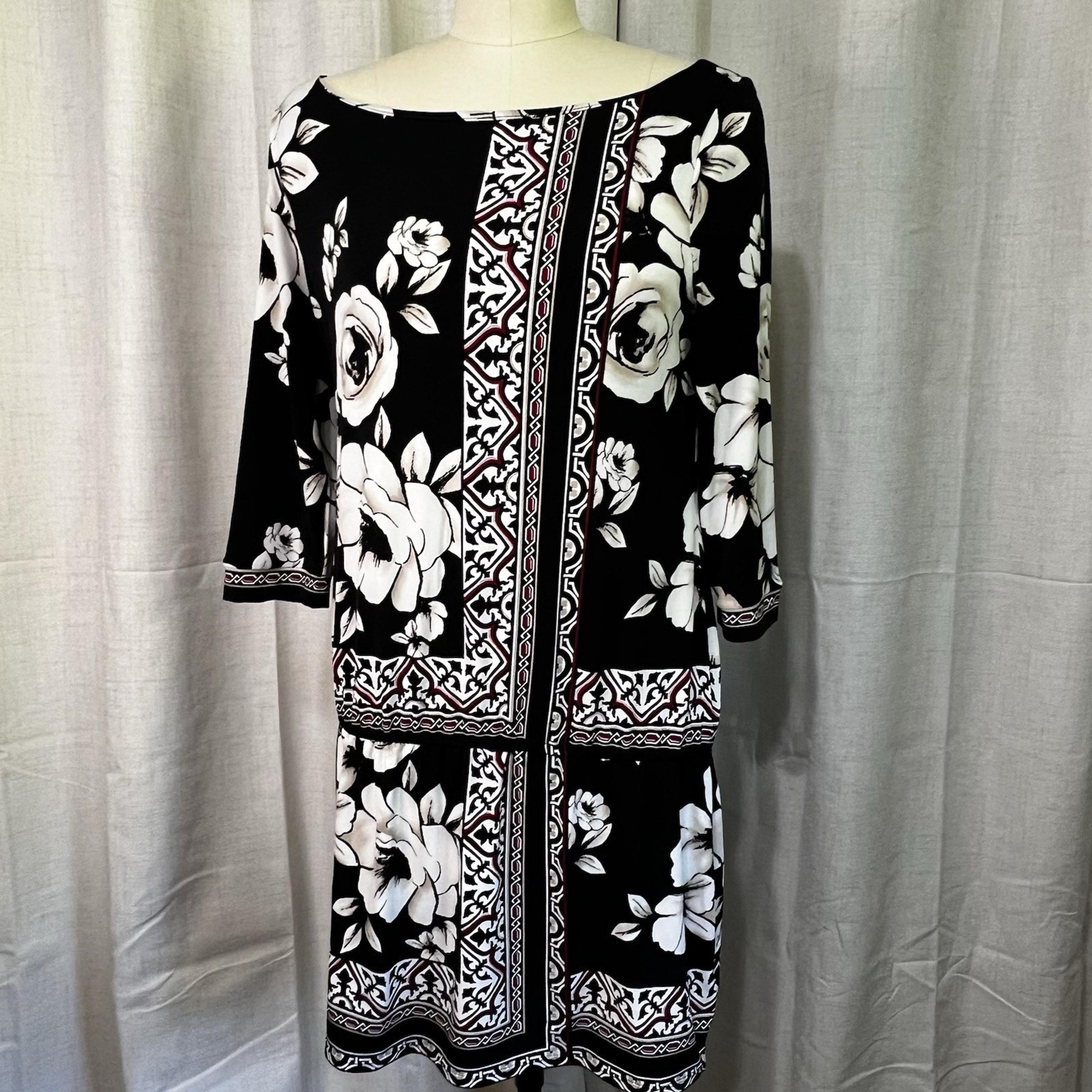 White House Black Market Large Floral Scroll Tunic Top Mini Dress Boho